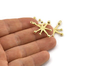 Brass Boom Charm, 6 Raw Brass Boom Charms With 1 Loop (30x26x1mm) N1485