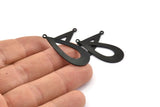 Black Drop Charm, 6 Oxidized Black Brass Drop Charms With 1 Loop (35x15x0.80mm) D1128 S1110