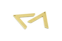 Brass V Shape, 12 Raw Brass V Shaped Charms With 1 Hole (27x23x1mm) M01248