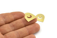 Brass Moon Charm,  24 Raw Brass D Shape Charms With 1 Hole (16x17x0.50mm) M1063