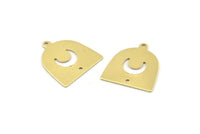 Brass Moon Charm, 24 Raw Brass D Shape Charms With 1 Loop And 1 Hole (18x17x0.50mm) M1070