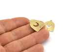 Brass Moon Charm, 24 Raw Brass D Shape Charms With 1 Loop And 1 Hole (18x17x0.50mm) M1070