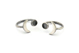 Silver Ring Settings, 925 Oxidized Silver Moon And Planet Ring With 1 Stone Setting - Pad Size 6mm BS 1964