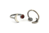 Silver Ring Settings, 925 Oxidized Silver Moon And Planet Ring With 1 Stone Setting - Pad Size 6mm BS 1964