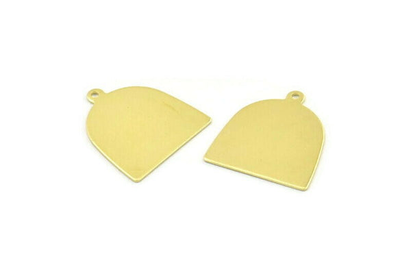 Brass D Shape,  24 Raw Brass D Shape Charms With 1 Loop, Brass Blanks (18x17x0.50mm) M1048