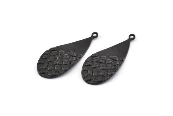 Black Drop Charm, 8 Oxidized Black Brass Drop Charms With 1 Loop, Earrings, Pendants, Findings (30x13x0.80mm) D1211