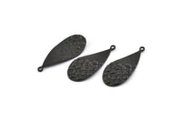 Black Drop Charm, 8 Oxidized Black Brass Drop Charms With 1 Loop, Earrings, Pendants, Findings (30x13x0.80mm) D1211