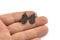 Black Face Charm, 24 Oxidized Black Brass Face Charms With 1 Loop (20x11x0.60mm) D608 H0939