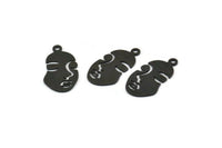 Black Face Charm, 24 Oxidized Black Brass Face Charms With 1 Loop (20x11x0.60mm) D608 H0939