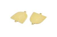 Brass D Shape,  24 Raw Brass D Shape Charms With 2 Loop, Brass Blanks (21x17x0.50mm) M1057