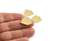 Brass D Shape,  24 Raw Brass D Shape Charms With 2 Loop, Brass Blanks (21x17x0.50mm) M1057