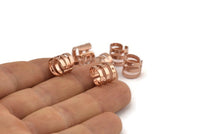 Wide Ear Cuff, 8 Rose Gold Plated Brass Ear Cuffs With 3 Holes (9mm) D0148