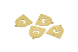 Brass Moon Charm, 24 Raw Brass D Shape Charms With 1 Loop And 1 Hole (18x17x0.50mm) M1100