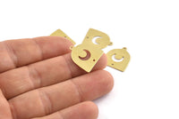 Brass Moon Charm, 24 Raw Brass D Shape Charms With 1 Loop And 1 Hole (18x17x0.50mm) M1100