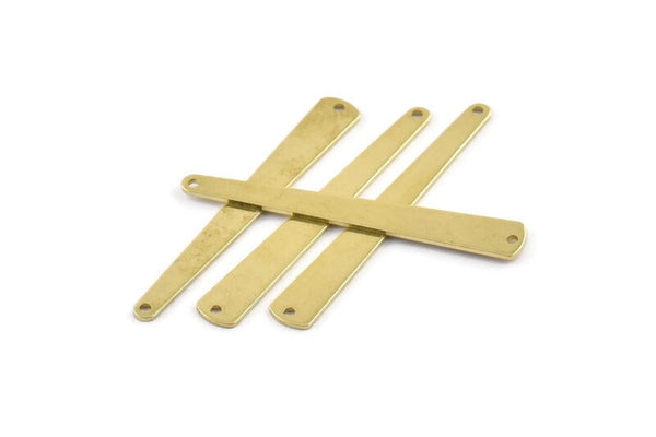 Brass Necklace Bar, 24 Raw Brass Necklace Blanks With 2 Holes (43x6x3x0.80mm) M1002