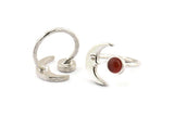 Silver Ring Settings, 925 Silver Moon And Planet Ring With 1 Stone Setting - Pad Size 6mm N1495