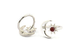 Silver Ring Settings, 925 Silver Moon And Sun Ring With 1 Stone Setting - Pad Size 4mm N1497