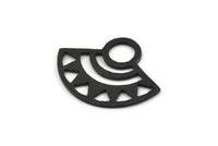 Black Ethnic Charm, 2 Oxidized Black Brass Charms, Black Pendants, Findings (32x26x1mm) E664