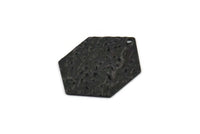 Black Hexagon Charm, 8 Hammered Oxidized Black Brass Hexagon Charms With 1 Hole, Findings (29x21x1mm) D1019