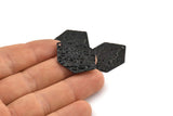 Black Hexagon Charm, 8 Hammered Oxidized Black Brass Hexagon Charms With 1 Hole, Findings (29x21x1mm) D1019