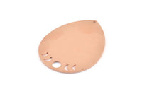Copper Drop Charm, 2 Raw Copper Moon Phases Charms With 1 Hole, Findings (45x36x0.80mm) M1015