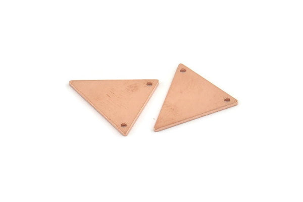 Copper Triangle Charm, 4 Raw Copper Triangle Charms With 2 Holes (19x18x1mm) M1077