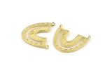 Brass Charm, 2 Raw Brass, Brass Pendants, Charm Pendants, Brass U Shape Charms With 2 Loops (26x23x1.2mm) N1448