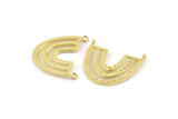 Brass Charm, 2 Raw Brass, Brass Pendants, Charm Pendants, Brass U Shape Charms With 2 Loops (26x23x1.2mm) N1452