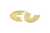 Brass Charm, 4 Raw Brass, Brass Pendants, Charm Pendants, Brass U Shape Charms With 2 Loops (24x22x1.2mm) N1449