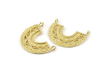 Brass Charm, 4 Raw Brass, Brass Pendants, Charm Pendants, Brass Semi Circle Charms With 2 Loops (24x18x1.2mm) N1451