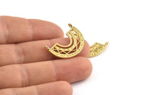 Brass Charm, 4 Raw Brass, Brass Pendants, Charm Pendants, Brass Semi Circle Charms With 2 Loops (24x18x1.2mm) N1451