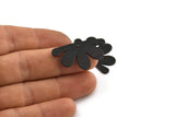 Black Daisy Charm, 4 Textured Oxidized Black Brass Flower Charms With 1 Hole (34x18x0.80mm) D1410 H0400