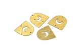 Brass Moon Charm, 24 Textured Raw Brass D Shape Charms With 2 Holes (16x17x0.50mm) M01317