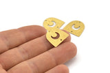 Brass Moon Charm, 24 Textured Raw Brass D Shape Charms With 2 Holes (16x17x0.50mm) M01317