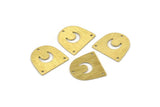 Brass Moon Charm, 24 Textured Raw Brass D Shape Charms With 3 Holes (16x17x0.50mm) M01318