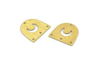 Brass Moon Charm, 24 Textured Raw Brass D Shape Charms With 4 Holes (16x17x0.50mm) M01323