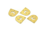 Brass Moon Charm, 24 Textured Raw Brass D Shape Charms With 4 Holes (16x17x0.50mm) M01323