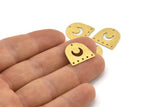 Brass Moon Charm, 24 Textured Raw Brass D Shape Charms With 6 Holes (16x17x0.50mm) M01321