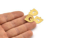 Brass Moon Charm,  24 Textured Raw Brass D Shape Charms With 1 Loop (18x17x0.50mm) M01313