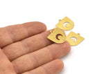 Brass Moon Charm,  24 Textured Raw Brass D Shape Charms With 1 Loop (18x17x0.50mm) M01313