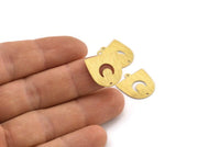 Brass Moon Charm,  24 Textured Raw Brass D Shape Charms With 1 Loop And 1 Hole (18x17x0.50mm) M01311