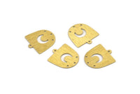 Brass Moon Charm,  24 Textured Raw Brass D Shape Charms With 1 Loop And 3 Holes (18x17x0.50mm) M01322