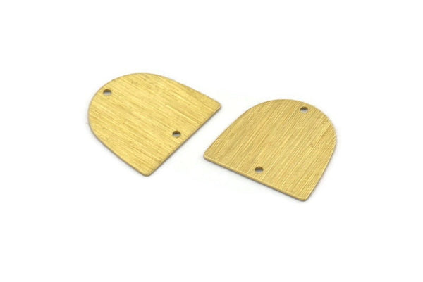 Brass D Shape, 24 Textured Raw Brass D Shape Charms With 2 Holes, Brass Blanks (16x17x0.50mm) M01329