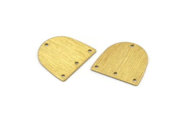 Brass D Shape, 24 Textured Raw Brass D Shape Charms With 4 Holes, Brass Blanks (16x17x0.50mm) M01332