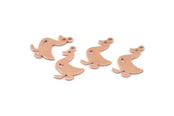 Copper Duck Charm, 24 Raw Copper Duck Charms With 1 Loop, Findings (20x15x0.80mm) M01334