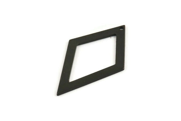 Black Diamond Charm, 6 Oxidized Black Brass Rhombus Charms With 1 Hole, Findings (41x25x1mm) D930