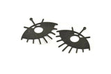 Black Eye Charm, 4 Textured Oxidized Black Brass Eye Charms With 1 Loop, Pendants, Earrings (43x39x1mm) D1136