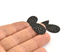 Black Drop Charm, 12 Textured Oxidized Black Brass Drop Charms With 1 Hole, Earrings, Findings (25x13x1mm) D976