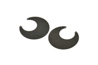 Black Moon Charm, 6 Textured Oxidized Black Brass Horn Charms With 2 Holes, Findings, Connectors (30x13.5x0.50mm) D1107