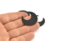 Black Moon Charm, 6 Textured Oxidized Black Brass Horn Charms With 2 Holes, Findings, Connectors (30x13.5x0.50mm) D1107